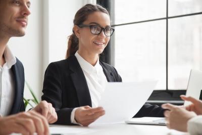 woman interviewing during recruitment