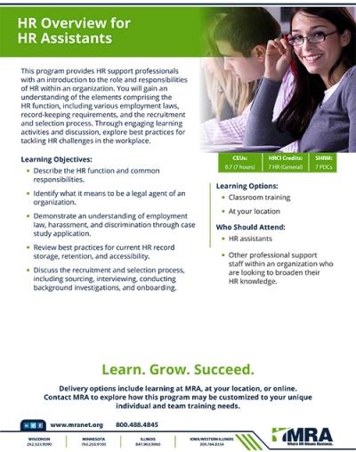 Program Details: HR Overview for HR Assistants