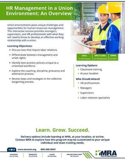 Program Details: HR Management in a Union Environment
