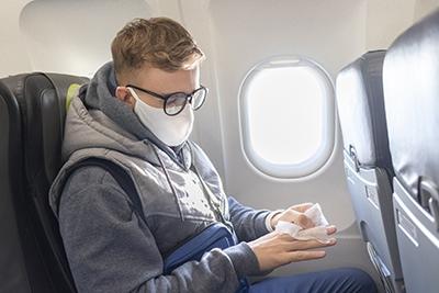 Wearing a mask on an airplane